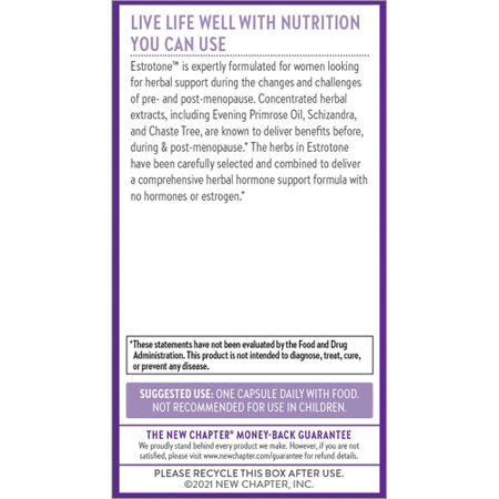 Directions for New Chapter Estrotone Herbal Hormonal Balance capsules
