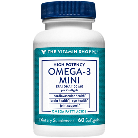 The Vitamin Shoppe High Potency Omega-3 Softgels bottle front