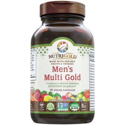 Organic Multivitamin Gold for Men PlantBased Whole Food with Astaxanthin (90 Capsules) 