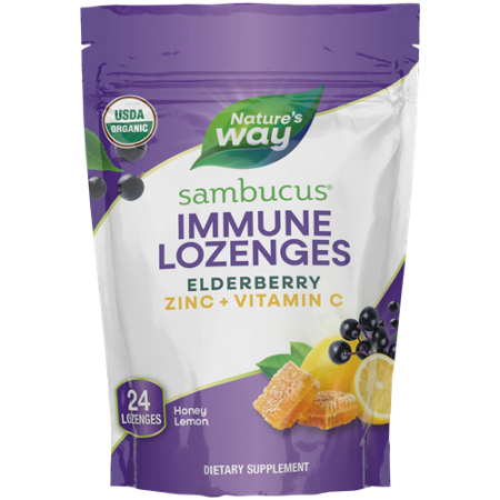 Natures Way Sambucus Elderberry Zinc Vitamin C Lozenges bag front