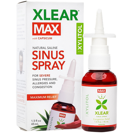 Xlear Natural Saline Sinus Spray bottle and box front