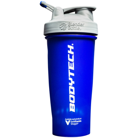 BodyTech Classic Shaker Bottle with Wire Whisk BlenderBall blue front