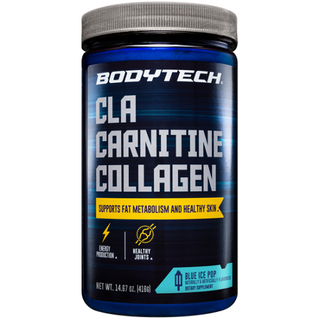 BodyTech CLA Carnitine Collagen Powder Blue Ice Pop jar front