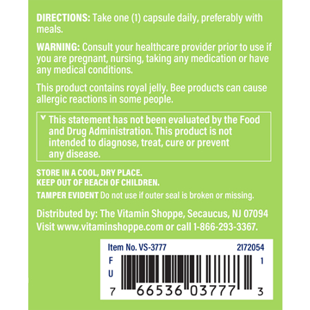 Directions for The Vitamin Shoppe Ginseng Complex