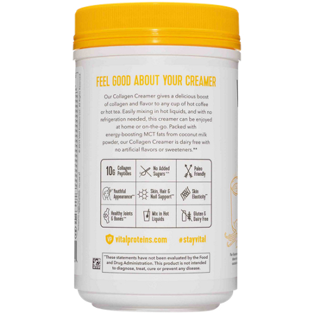 Vital Proteins Collagen Creamer Powder canister back