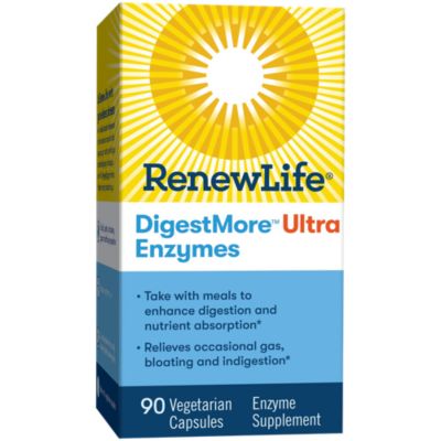 Renew Life Adult Digestmore Ultra Enzyme Supplement Vegetarian Capsules, 90 Count 