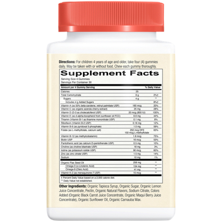 Smarty Pants Kids Organic Multivitamin Label