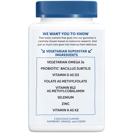 Smarty Pants Men Complete Organic Multivitamin gummy bottle back