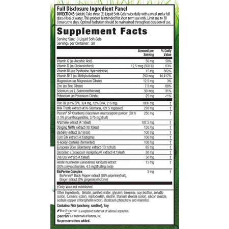 Supplement Facts for Irwin Naturals Kidney & Liver Detox