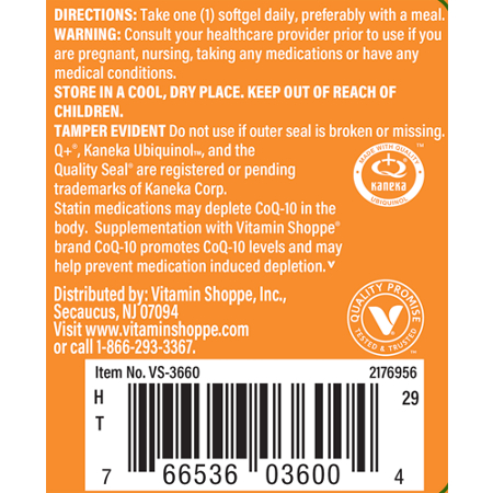 Directions for The Vitamin Shoppe Ubiquinol CoQ-10 300 MG