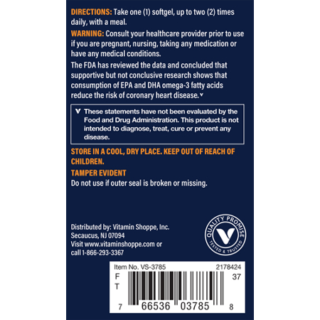 Vthrive Omega-3 Fish Oil with Vitamin D3 softgel directions