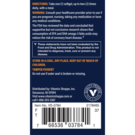 Directions for Vthrive Premium Omega-3 Fish Oil with Vitamin D3