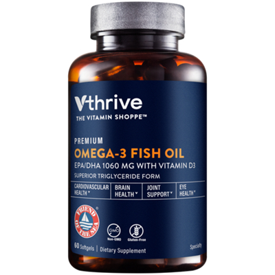 Premium Omega-3 Fish Oil with Vitamin D3 - 1,060 EPA/DHA (60 Softgels)