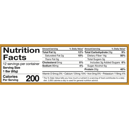 Supplement Facts label for fitfactor High Protein Bar Peanut Butter