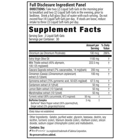 Supplement Facts label for Irwin Naturals 2-in-1 Cleanse & Flush