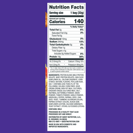 Quest Tortilla Chips Nutrition Label: Loaded Taco