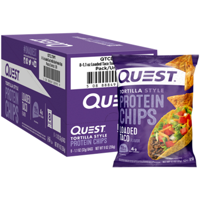Tortilla Style Protein Chips - 19g Protein - Loaded Taco (8 Bags)