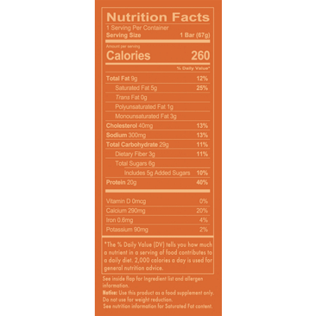 Supplement Facts label for RedCon1 MRE Bar Crunchy Peanut Butter Cup