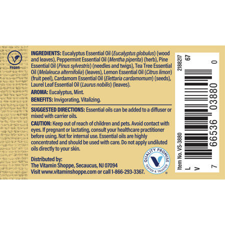 Respiratory Essential Oil Blend Aromatherapy label view 3