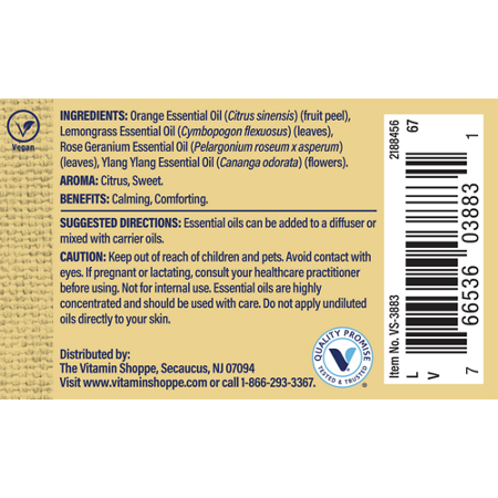 Directions for The Vitamin Shoppe Relaxation Essential Oil Blend