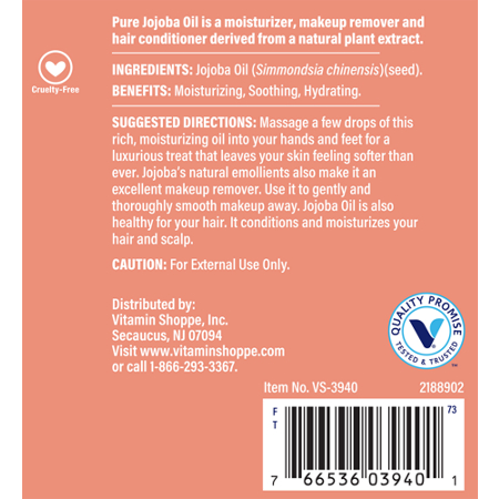 Directions for The Vitamin Shoppe Jojoba Oil for Hair Skin and Scalp
