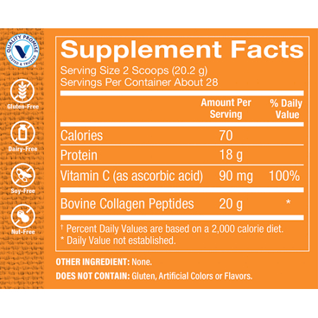 Collagen Peptides Plus Powder Supplement Facts Label