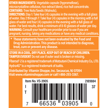 Label for Vitamin Shoppe Women's Cleanse Detox Formula
