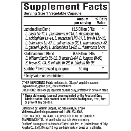 ProBioCare Probiotic 20 Billion CFUs Supplement Label