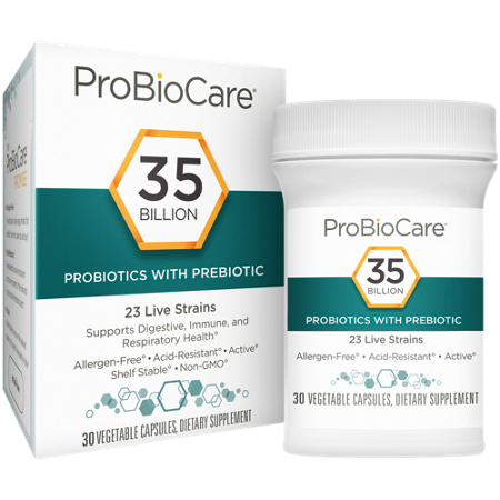 ProBioCare Probiotic with Prebiotic box and bottle front