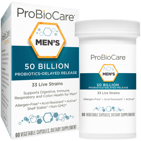 ProBioCare Probiotic for Men 60 capsules box and bottle front