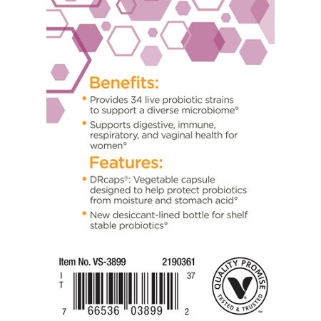 ProBioCare Probiotic for Women 50 Billion CFUs benefits and features label