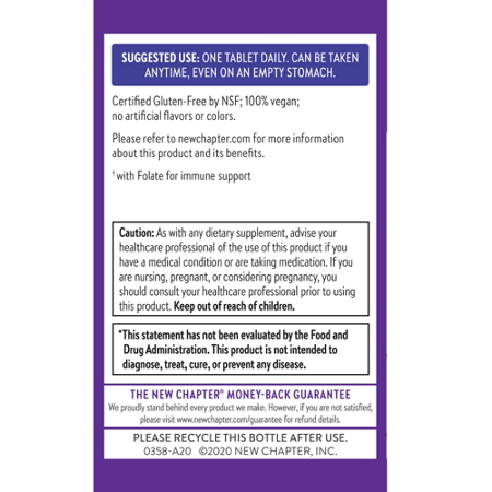 Directions for New Chapter Vitamin B Complex tablets