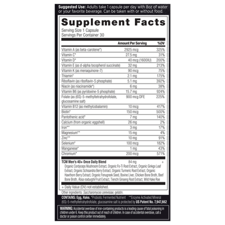 Supplement Facts label for Ancient Nutrition Men's Multivitamin