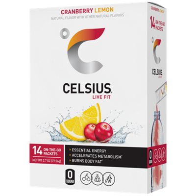 Celsius Energy Drink Stick Packs- Cranberry Lemon (14 packets)