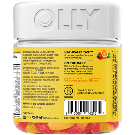 Olly Kids Multivitamin Gummy Worms with Zinc container back