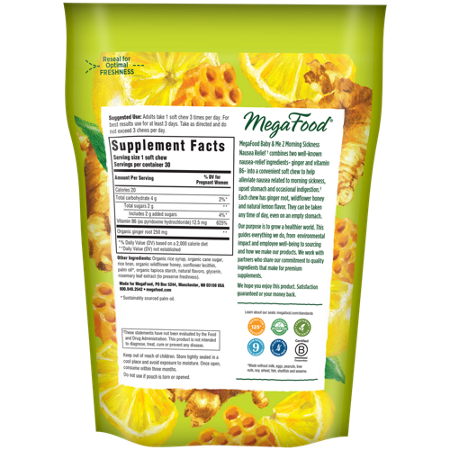 Megafood Morning Sickness Relief Chews Label