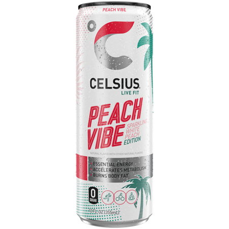 Celsius Sparkling Energy Drink Peach Vibe can front