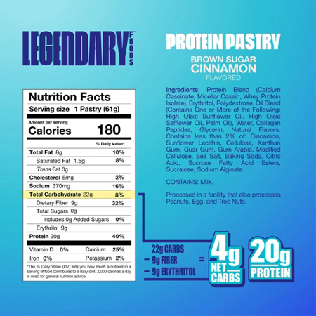 Legendary Foods Protein Pastry Brown Sugar Cinnamon label view 3