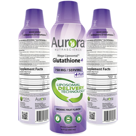 Aurora Mega-Liposomal Glutathione Organic Fruit 750 MG bottle view 5