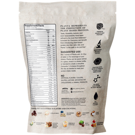 Ambrosia Planta Protein Peanut Butter Cup label