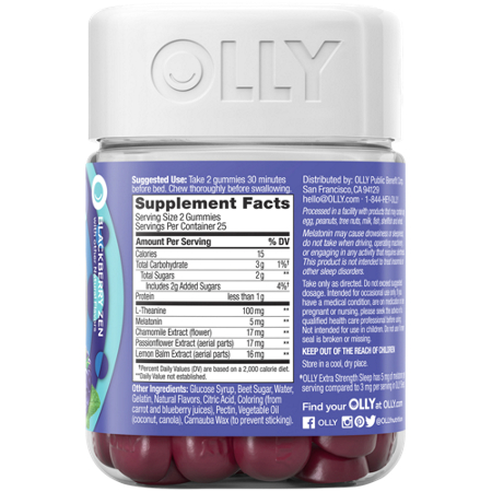 Olly Extra Strength Sleep Gummies Melatonin blackberry view 3