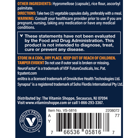 Directions for Vthrive Advanced Nootropic Formula Vegetarian Capsules