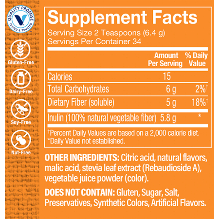 Label for Miracle Fiber Powder, Digestive Health Support