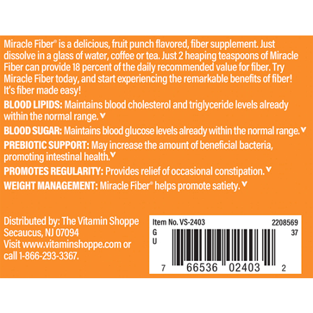 The Vitamin Shoppe Miracle Fiber Powder, Fruit Punch Flavor