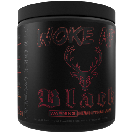 Woke AF Black Nootropic Pre-Workout by Bucked Up container front