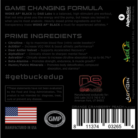 Woke AF Black Nootropic Pre-Workout label view 4