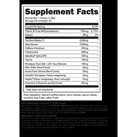 Supplement Facts label for Island Fusion Pre-Workout