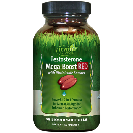 Irwin Naturals Testosterone Mega-Boost RED softgels bottle front