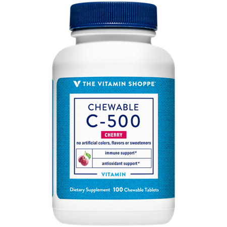 The Vitamin Shoppe Chewable C-500 Cherry tablets front