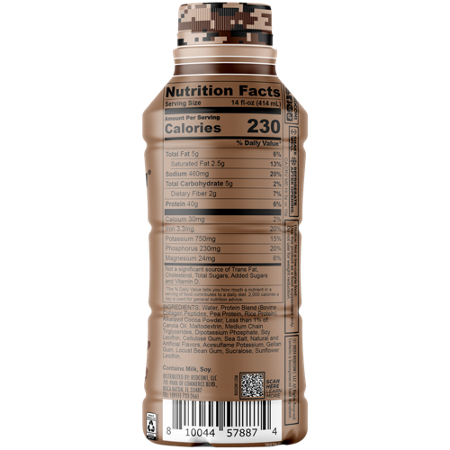 RedCon1 MRE Protein Shake Milk Chocolate bottle back